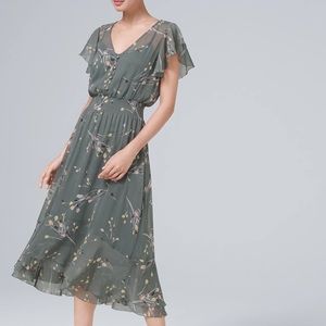 White House Black Market chiffon midi dress